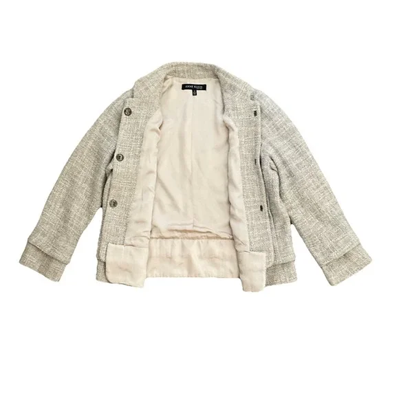 Anne Klein Tweed Turn Lock Jacket Beige Career Office Womens Size 14 Classic - Picture 3 of 7